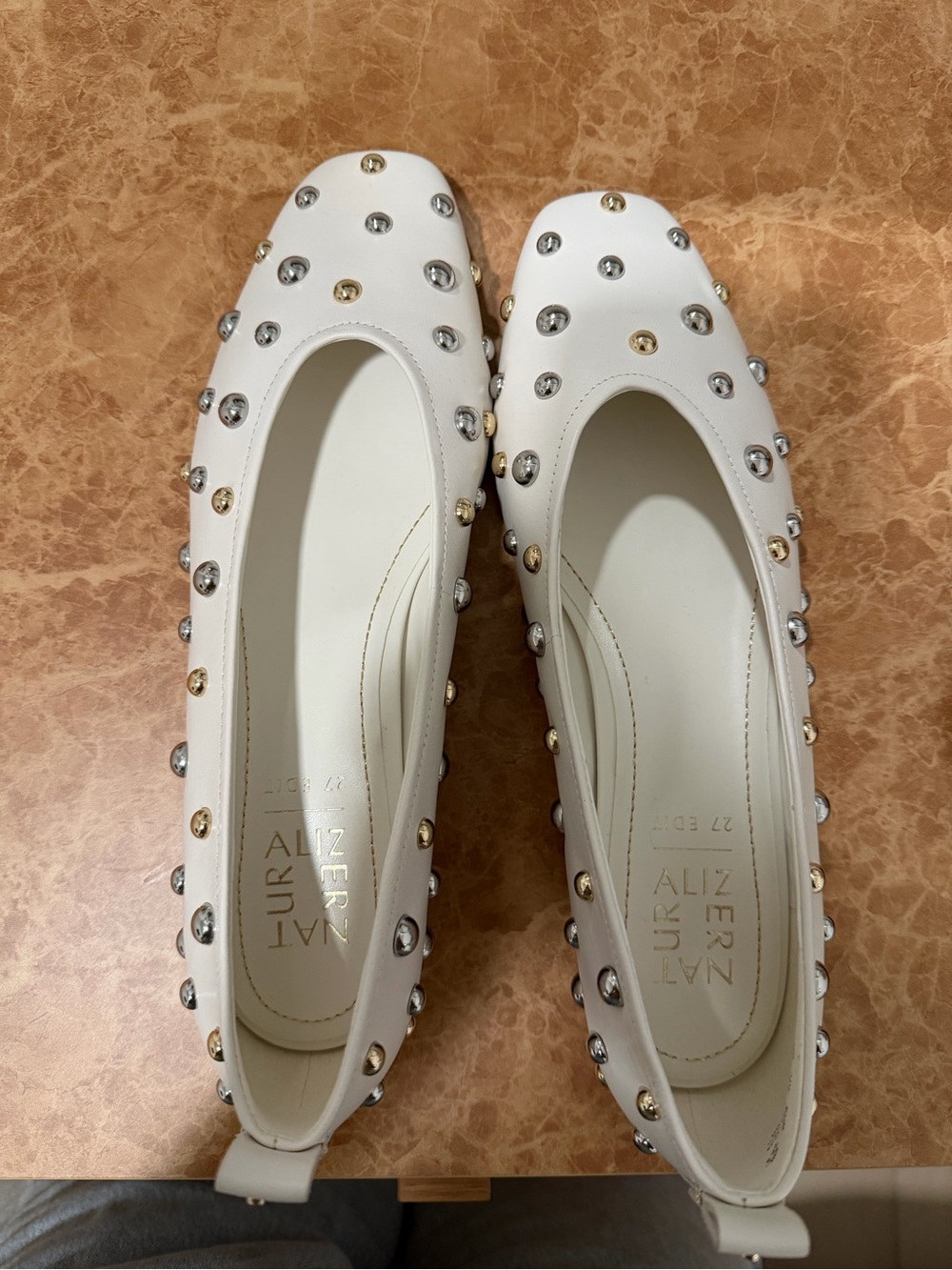 NEVER WORN Naturalizer White Studded Carla Ballet Flat, open to offers - Picture 2 of 4
